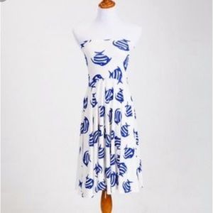 The Sanur Dress JCrew Factory white with blue fish
